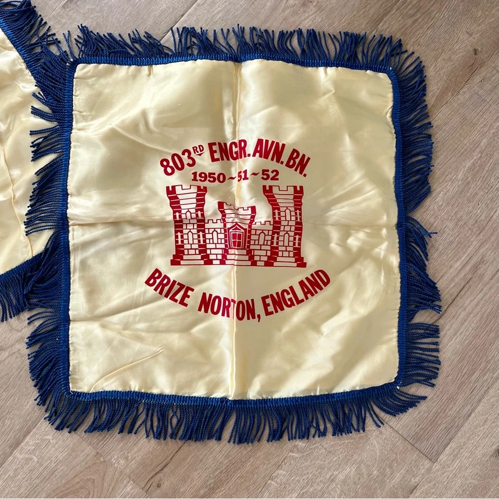Vintage 1950-51-52 Satin Pillow Case 803rd ENGR.AVN.BN. Brize Norton England 2pc